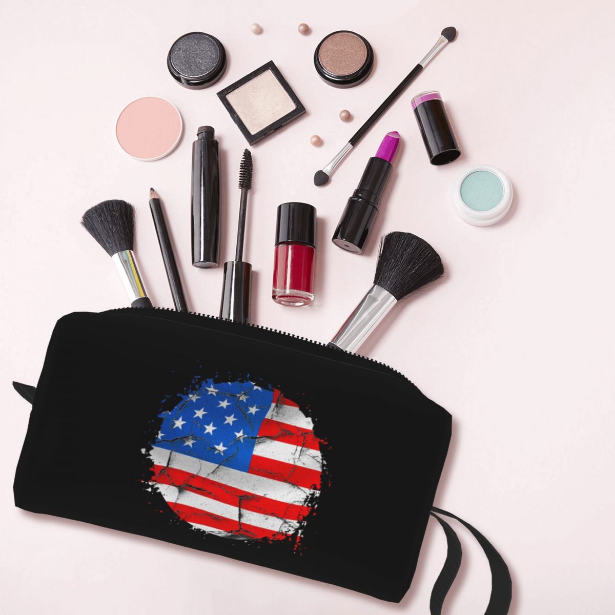 Beauty Makeup Usa - Bolsa de maquillaje con bandera americana