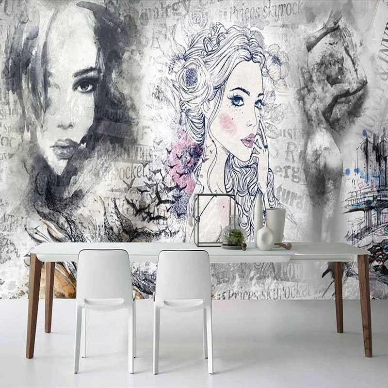Beauty Makeup Wallpaper - Mural 3D Personalizado, Diseño Retro, Graffiti
