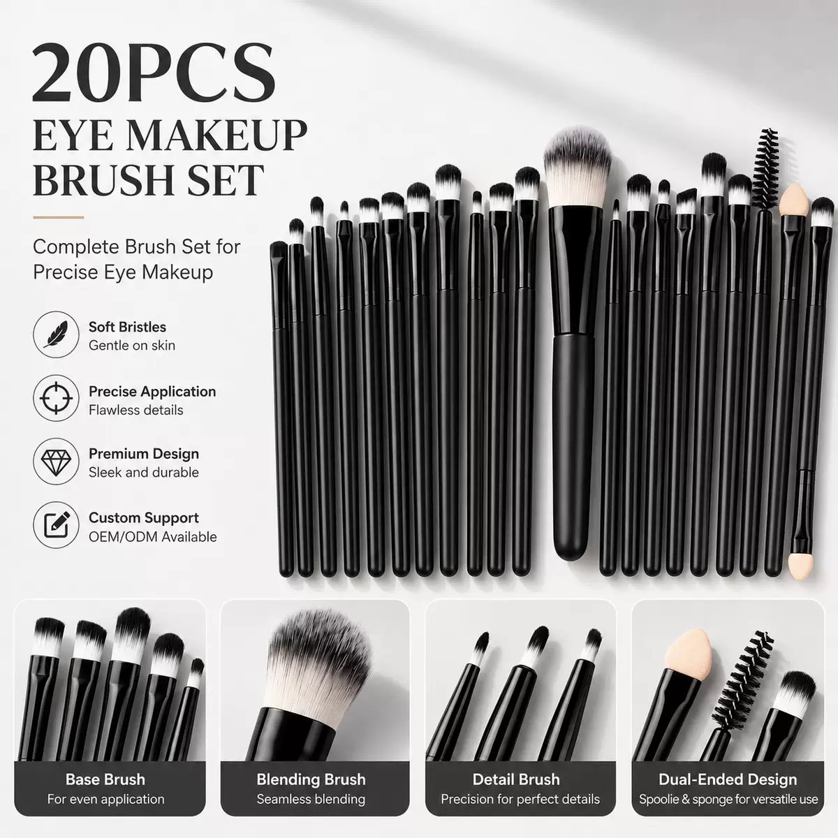 Beauty Makeup Eyeshadow - Juego de 20 Brochas de Maquillaje