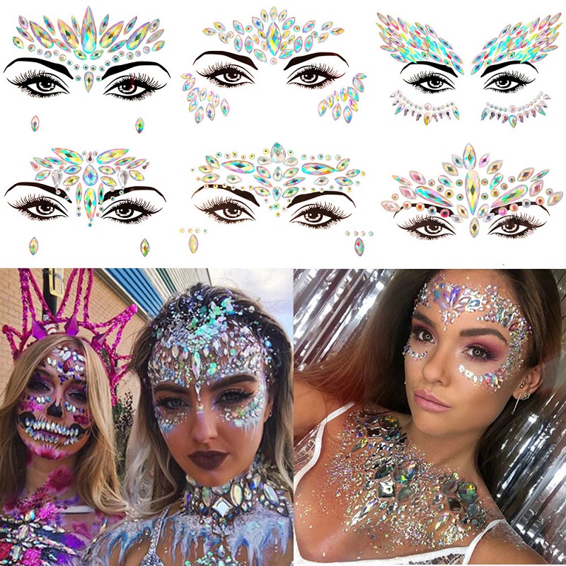 Beauty Gems Makeup - Pegatinas Faciales Brillantes con Diamantes de