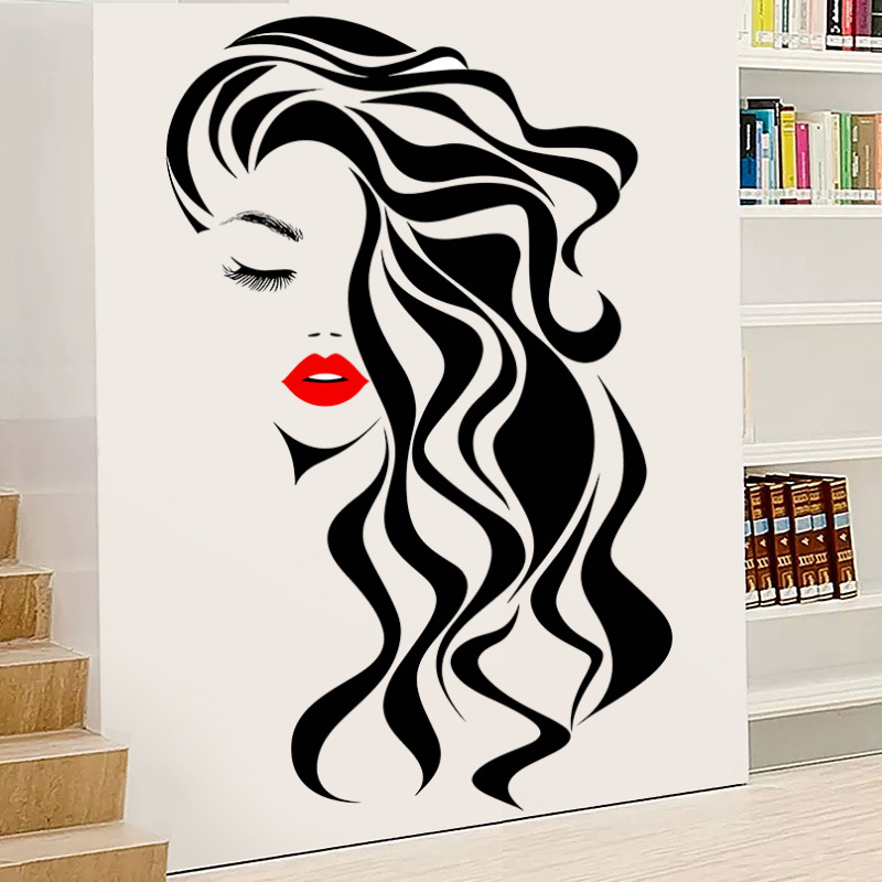 Beauty Makeup Wallpaper - Pegatina de pared de cara femenina